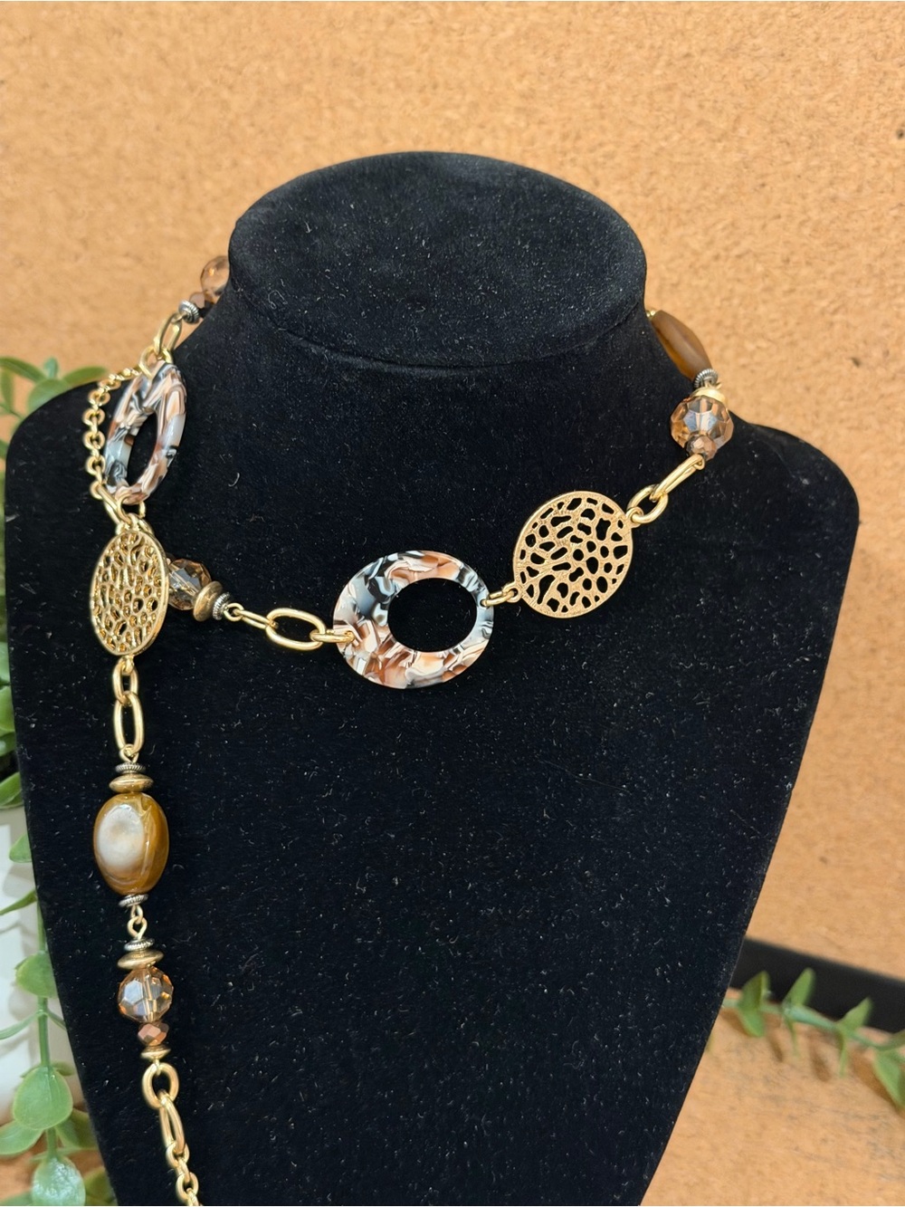 Ruby Rd. Gold-Tone Necklace with Brown and Marbled Accents - Picture 6 of 6